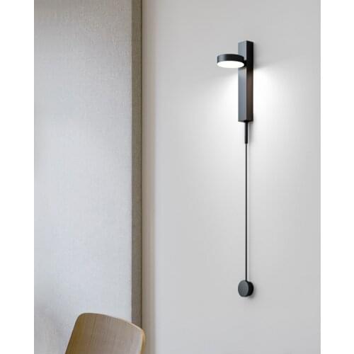 Bedside lamp wall lamp Nordic creative designer lamp simple aisle long rod rotatable dimmable room bedroom lamp