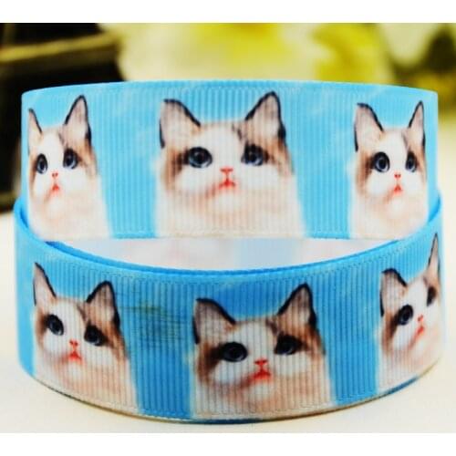 22mm 25mm 38mm 75mm Cat Cartoon printed Grosgrain Ribbon party decoration 10 Yards X-03420