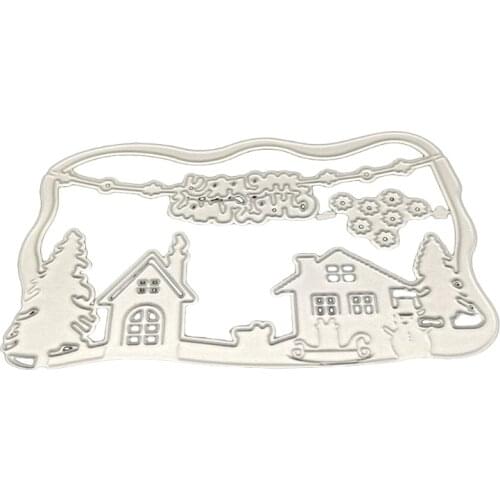 Merry Christmas House Metal Cutting Dies Stencil DIY Scrapbooking Album Paper Card Template Mold Embossing Craft Decoration