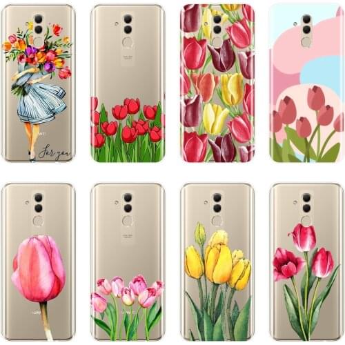 Phone Case Silicone For Huawei Mate 9 10 20 Lite Pretty Flower Girl Tulip Floral Soft Back Cover For Huawei Mate 7 8 9 10 20 Pro
