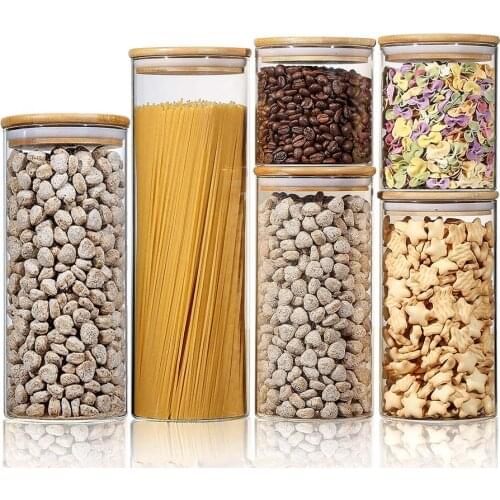 Glass Food Storage Container Cans for Bulk Cereals for Spaghetti Flour Coffee Sugar Kitchen Multigrain Sealed Storage Spice Jar