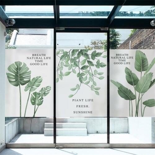 Tropical Plants Window Film Privacy Glass Sticker UV Blocking Heat Control Window Coverings Window Tint for Homedecor