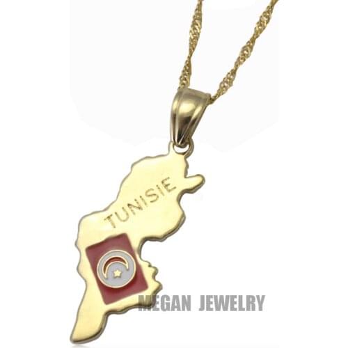 Tunisie map Tunisie National Flag pendant & necklace for women & men, country map jewelry