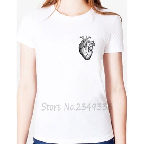 Heart pocket Print Women tshirt Modal Casual Loose Funny t shirts For Lady Top Tee Drop Ship SH-66