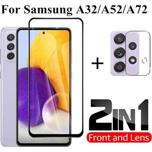 2in1 Tempered Glass For Samsung Galaxy A32 5G A52 A72 Camera Lens Protective Film for A72 A52 5G A 32 A 72 Lens Protective Glass