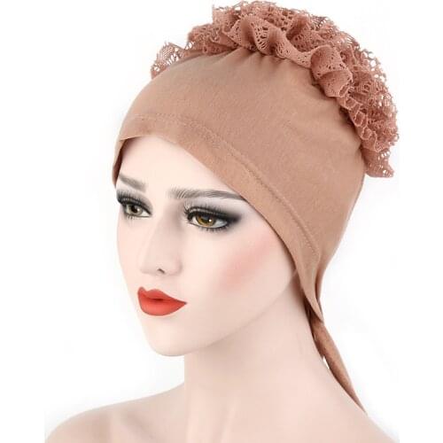 Under Hijab Caps Big Flower Volumizer Scrunchie Muslim Inner Hijab Turbans Islamic Headwear Accessories Female Head Wraps Bonnet