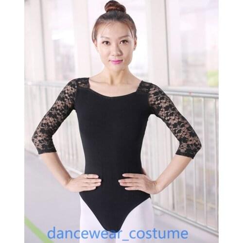 Women Professional Ballet Gymnastics Leotard Ladies Cotton Yoga Rhythmic Ballet Dance Gymnastics Bodysuit Leotard With Lace New