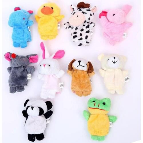 10pcs/lot Finger Puppets Cute Cartoon animals hand Puppet dolls Story Telling baby early Education learning toys new style