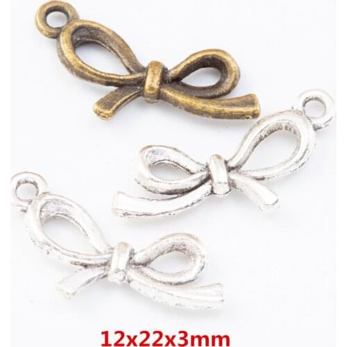 100 pieces of retro metal zinc alloy Bow pendant for DIY handmade jewelry necklace making 7711