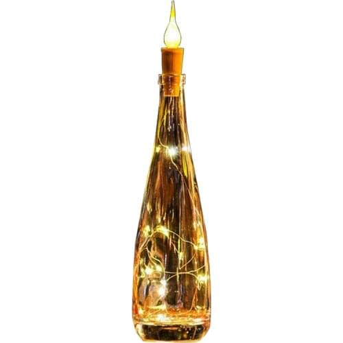 2M 20LED Wine Bottle Copper Wire Light Flame Cork Bar Holiday Couple Romantic Christmas Decoration Lighting