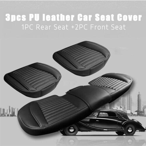 3pcs PU Leather Car Seat Cover Cushion Protect Pad Wearproof with Bottom Storage Bag