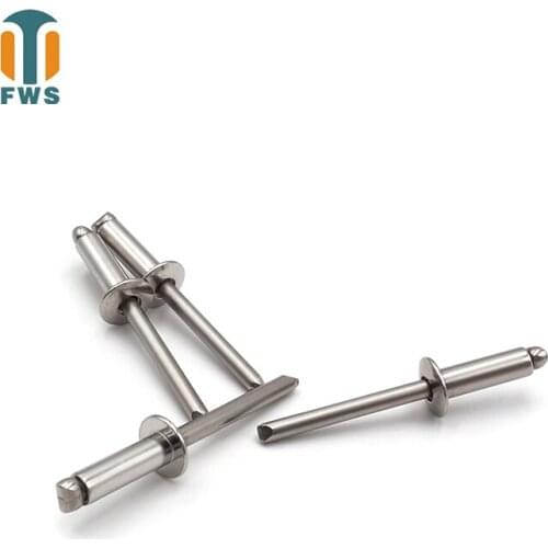 50 PCS M4 M4.8 13-20mm DIN EN ISO 15983 GB /T 12618.4 Stainless Steel Open End Blind Rivets Pop Rivets With Protruding Head