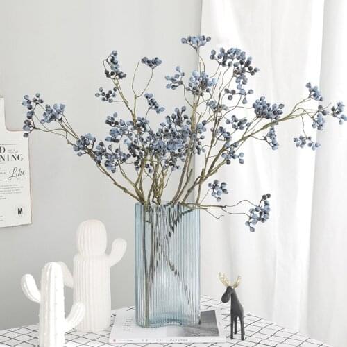 72cm Blueberry Artificial Fruit DIY Cranberry Foam Branch Berry Wedding Christmas Party Home Decoration
