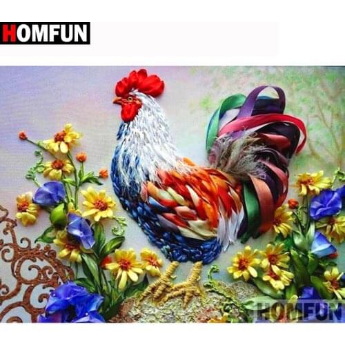 HOMFUN Full Square/Round Drill 5D DIY Diamond Painting "Flower chicken" 3D Diamond Embroidery Cross Stitch Home Decor A19627
