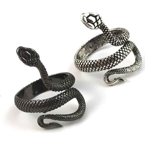 1 Piece European New Retro Punk Exaggerated Spirit Snake Ring Fashion Personality Stereoscopic Opening Adjustable Ring Jewelry