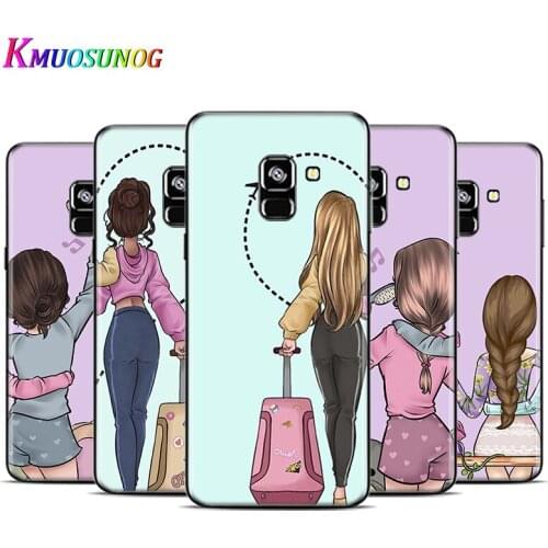 Friends BFF Two Girls For Samsung Galaxy A9 A9S A8 A8S A7 A750 A6 A6S A5 A3 Plus Star 2016 2017 2018 Black Phone Case