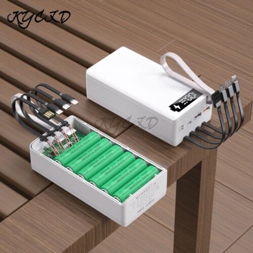 5V 4A 12x18650 Battery Holder Charging Box PD Fast Qi Wireless Charger DIY Power Bank Case with Cable 18650 Battery Storage Box