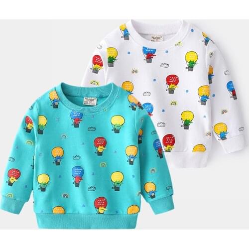 Childrens Long Sleeved Cartoon Printed Sweater 2021 New Spring Boys Casual Comfortable Round Neck Pullover Sweatshirt 2-6 Years