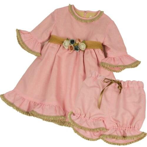 Gala baby dress with polos for girl-handmade (from 12 to 24 months)