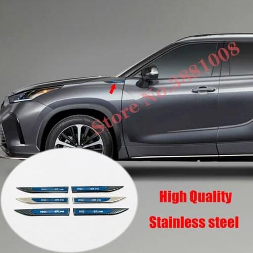 For Toyota Highlander Kluger 2011-2020 stainless steel accessories car side badge fender logo cover decoration car styling 2pcs