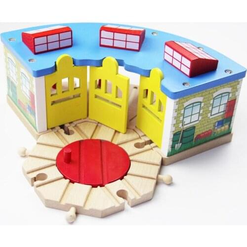 EDWONE Wood 3 Door Timmouth Room Garage Parking House Train Station Thom as Compatible All Wooden Track Railway Accessories Toy