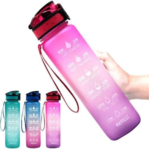 Hot Sales 1000ML Gradient Color Water Bottle Large Capacity Bouncing Cover Drinking Cup for Outdoor Sports