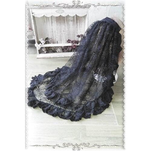 Gothic Black Lolita Veil Elbow Length Mesh 2 Layer Veil by Infanta
