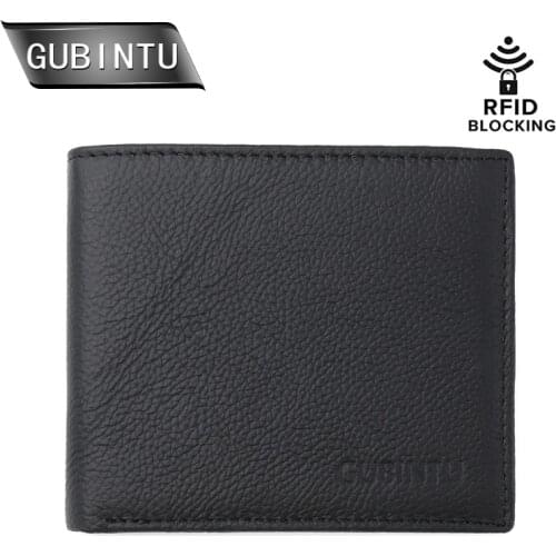 GUBINTU Men Genuine Leather Wallet RFID Blocking Wallet Flipout ID Design Card Holder Men Wallet Slim Coin Pocket Purse carteira