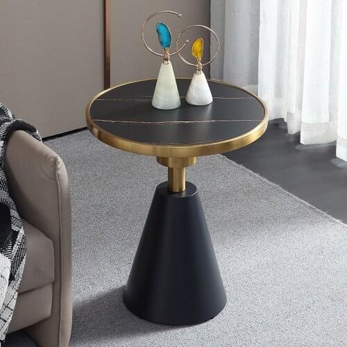 Stone Plate round Side Table Light Luxury and Simplicity Modern Small Tea Table Living Room Marble Corner Table