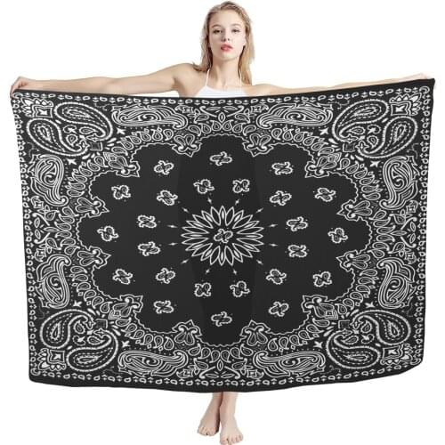 POD Summer Womens Outdoor Beach Sunscreen Lavalava Sarong Scarf Polynesia Tribal Style Bandana Print Lady Shawl Scarf Print On