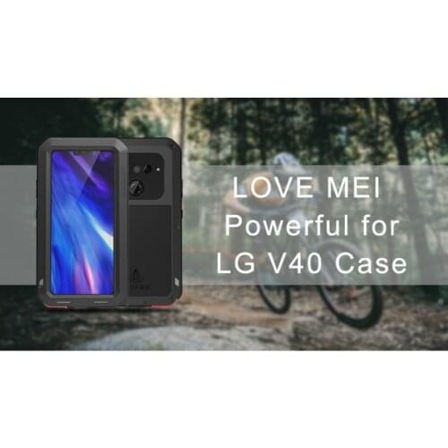Love Mei Powerful Phone Case For LG V40 Shockproof Waterproof Metal Rugged Armor & Gorilla Glass For LG V40 6.4 inch