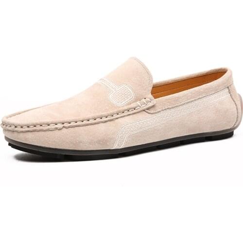 Handmade Suede Leather Mens Shoes Casual Luxury Brand Men Loafers Breathable Driving Shoes Moccasins Men
