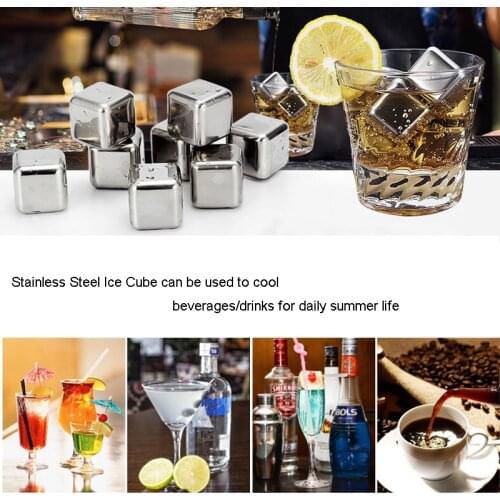 Wine Cooler Whisky Stones Ice Cubes Set Reusable Food Grade Stainless Steel Wine Cooling Cube Chilling Rock Party Bar Tool