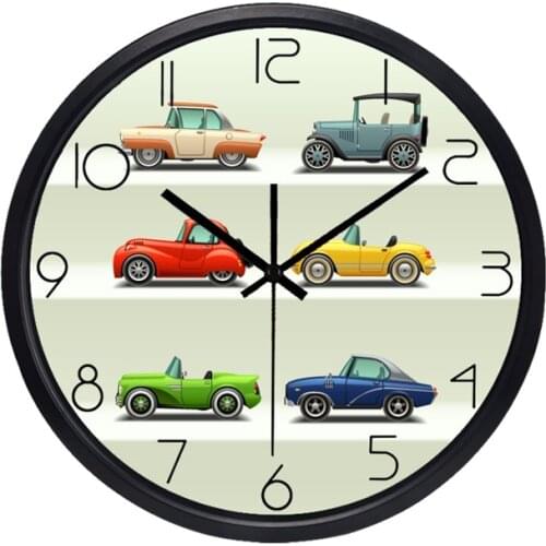 Animal Car Wall Clock for Children Boy Room, No Ticking Room