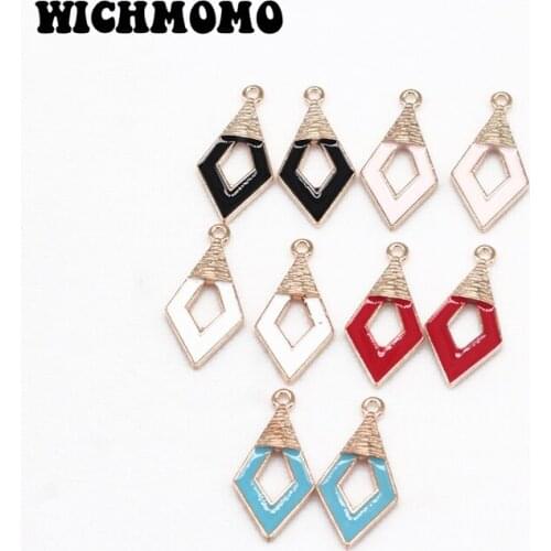 New 10pcs/bag 5 Colors High Quality Zinc Alloy Drop Oil Rhombus Charms Pendant for DIY Necklace Earrings Jewelry Accessories