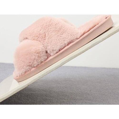 New Style Plush Ladies Slippers, Womens Cross Section Plush Slippers, Casual Warm Cotton Slippers