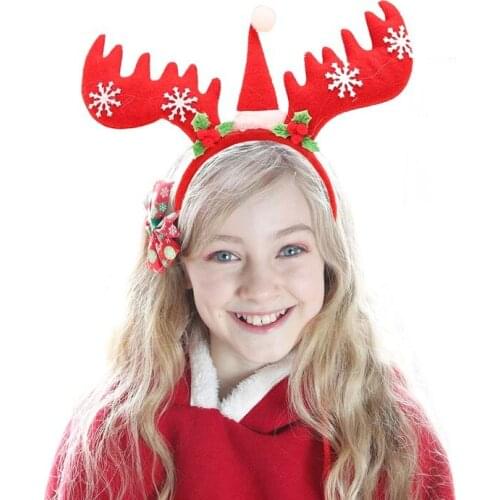 Christmas Antler Headband Kids Hair Band Accessories For Girls Gifts Photo Props Double Bangs Hairstyle Hairpin Hair Cosplay