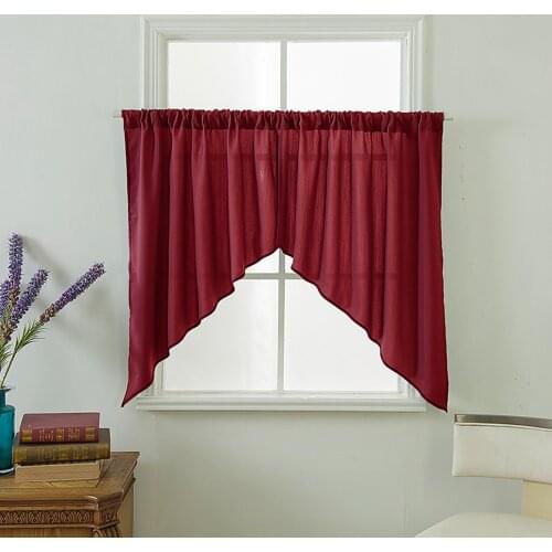 2Pcs Solid Color Triangle Kitchen Short Curtain Window Valance Drape Home Decor curtains for living room