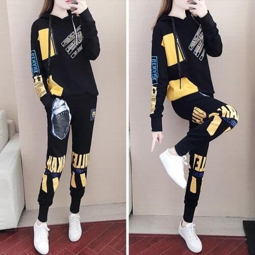 Autumn and winter sports suit womens new long-sleeved loose casual sweater slimming harem pants two-piece set