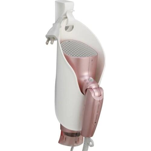 Space Rack Hair Dryer Plastic Storage Rack Holder Hook Bathroom Washroom Shower Room Hairdryer Shelves Organizer White