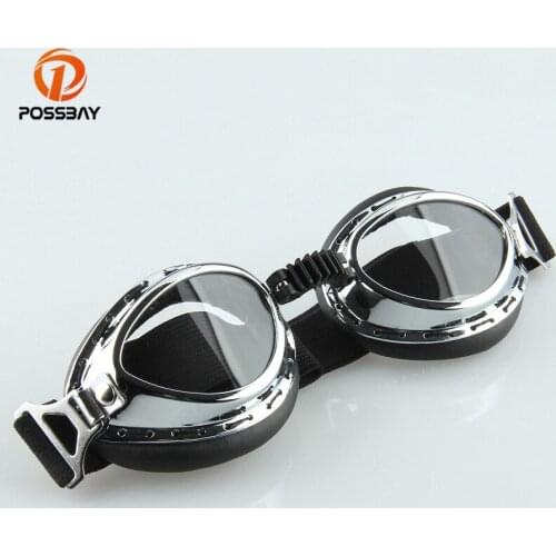 POSSBAY Copper Motorcycle Glasses Goggles Pilot Retro Vintage Leather Riding Eye Wear Cafe Racer Skiing Sunglasses
