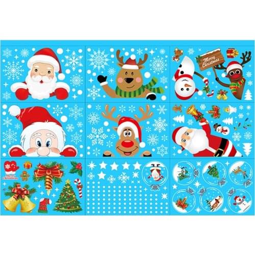 Xmas DIY Christmas Window Sticker Pattern Noel Gifts Christmas Decorations for Home Ornaments 2020 Navidad Decor 2021 New Year
