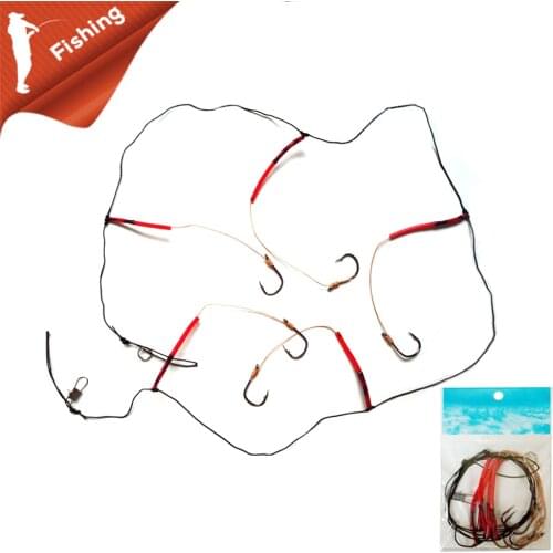 High Carbon Steel Fishing Hooks with 5 Small Hooks Rigs Swivel Fishing Lures Pesca Lure String Hooks 5#-14