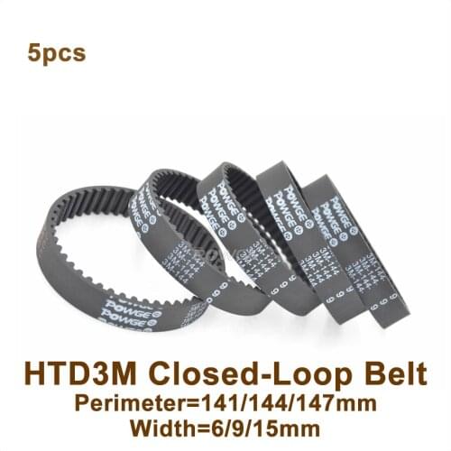 POWGE 5pcs 132 135 138 3M Timing Belt W=6/9/15mm Teeth=44/45/46 HTD 3M Rubber Closed-Loop Belt 132-3M 135-3M 138-3M