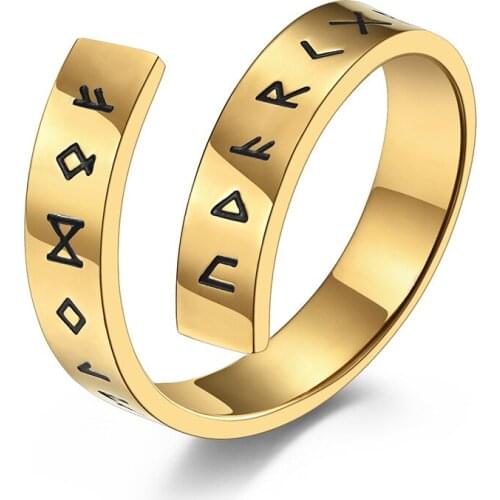 Nordic Viking Ring Stainless Steel Words Totem Luminous Rings for Men Him Fashion Punk Jewelry Gift