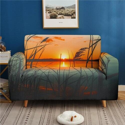 Spandex Modern Sofa Cover Elastic landscape Polyester 1/2/3/4 Seater Couch Sofa Slipcover for Living Room Furniture Protector