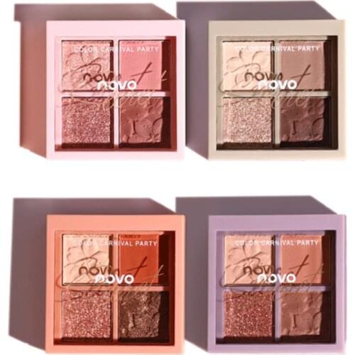 4 Colors Longlasting Shine Eyeshadow Makeup Kit Shimmer Glitter Earth Color Waterproof Eye Shadow Powder Palette Cosmetics TSLM1