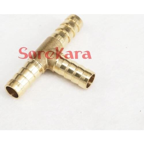Hose Barbed I/D 6mm Tee 3 Ways Brass coupler Splicer Connector fitting for Fuel Gas Water