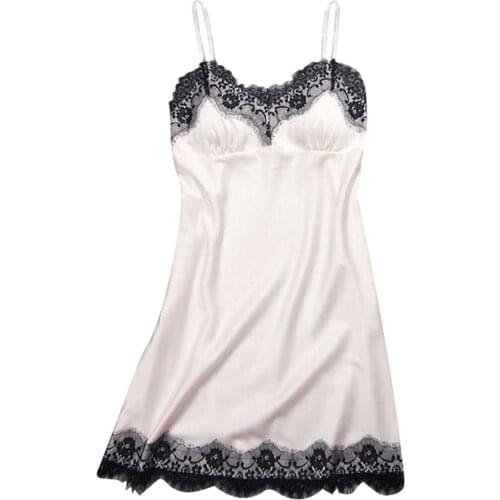 Womens Satin Nightdress Negligee Babydoll Lace Lingerie Lingerie