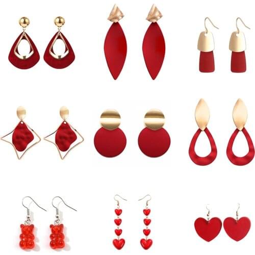 Geometric Pendants Hanging Earrings for Women Gold Metal Hook Earrings Long Heart Earrings pendientes fashion jewelry 2021